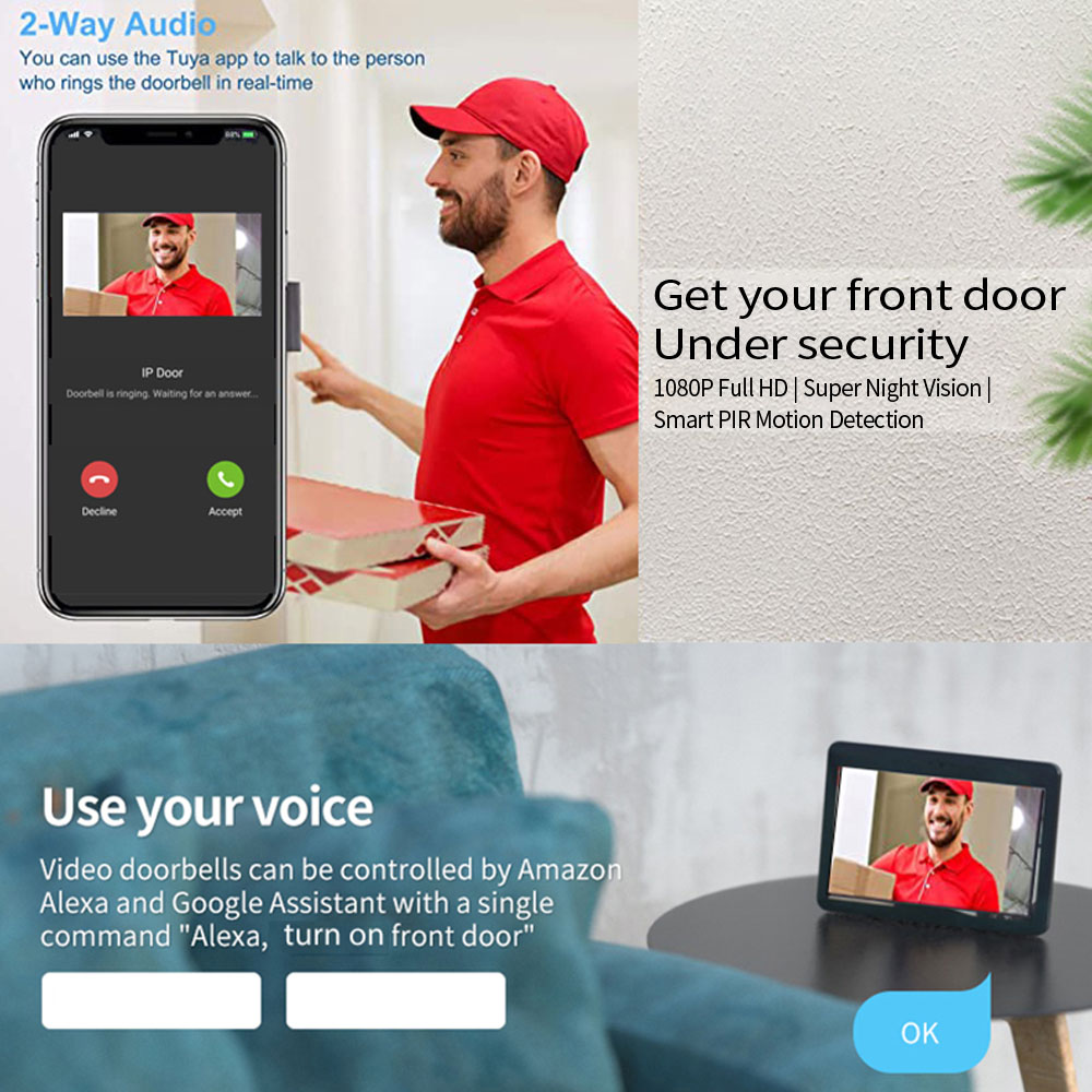 1080P 7 Inch WiFi Video Interc - Smart Doorbell Wired 评论和价格