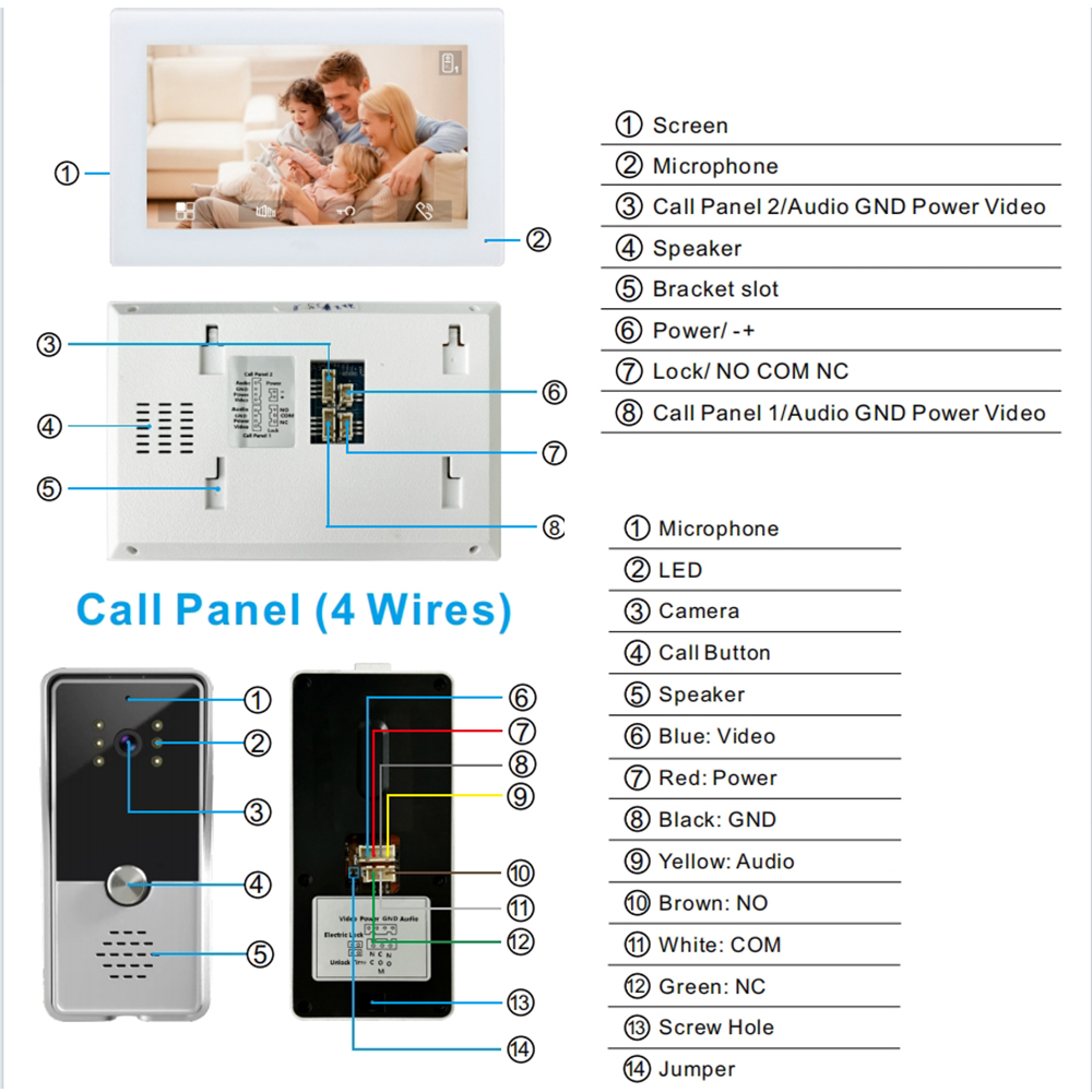 7inch Color Wired Video Interc - Smart Doorbell Wired 评论和价格